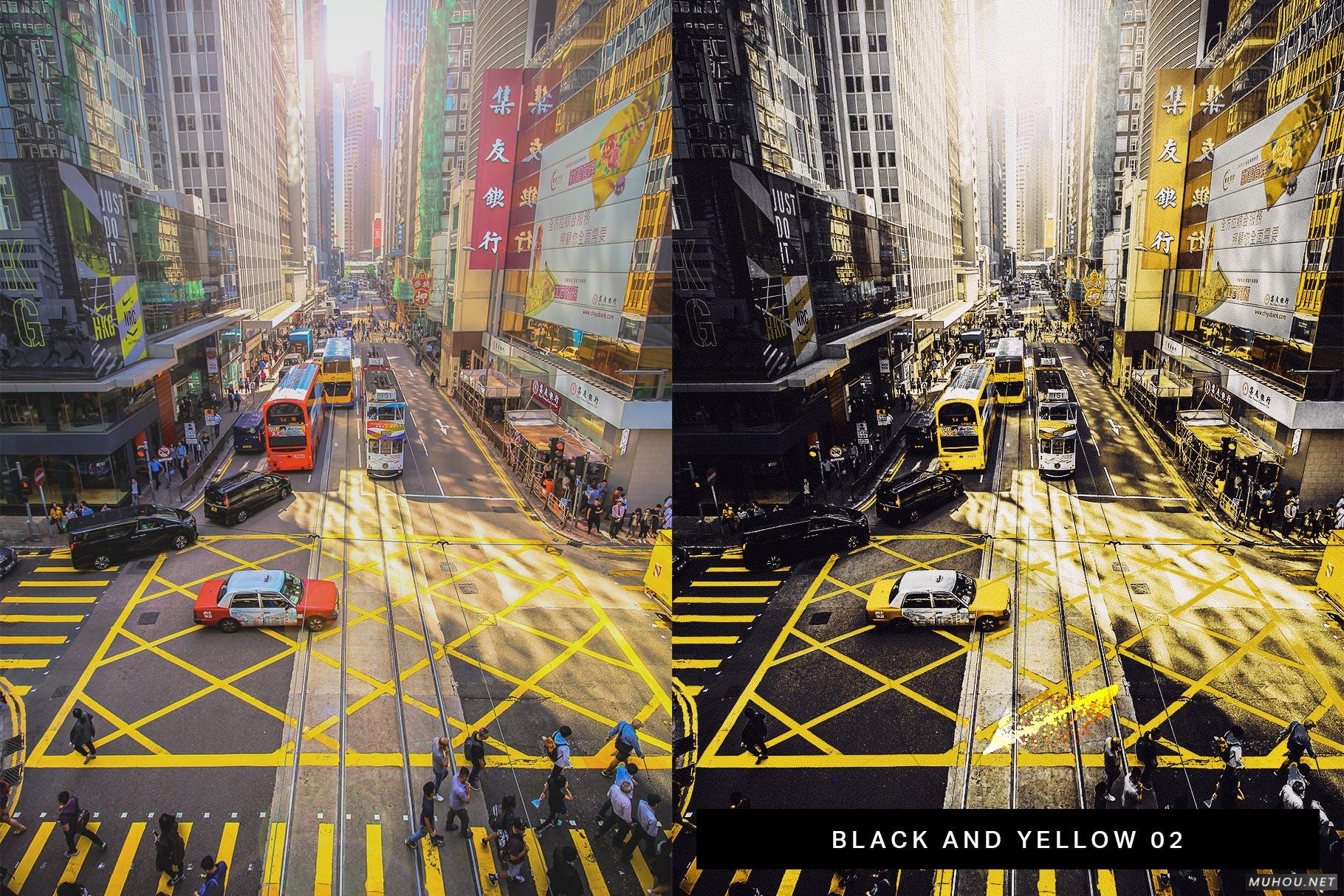 Luts调色预设-50套黑黄现代风格照片调色效果50 Black & Yellow Lightroom Presets and LUTs插图8