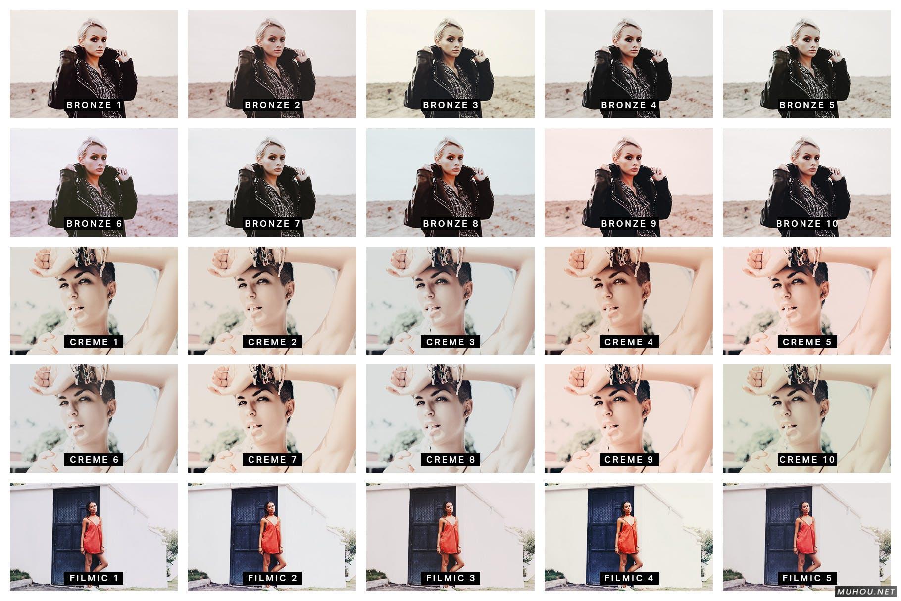 Luts调色预设-50套白色主题婚礼婚纱室外色调滤镜50 Editorial Lightroom Presets and LUTs插图8