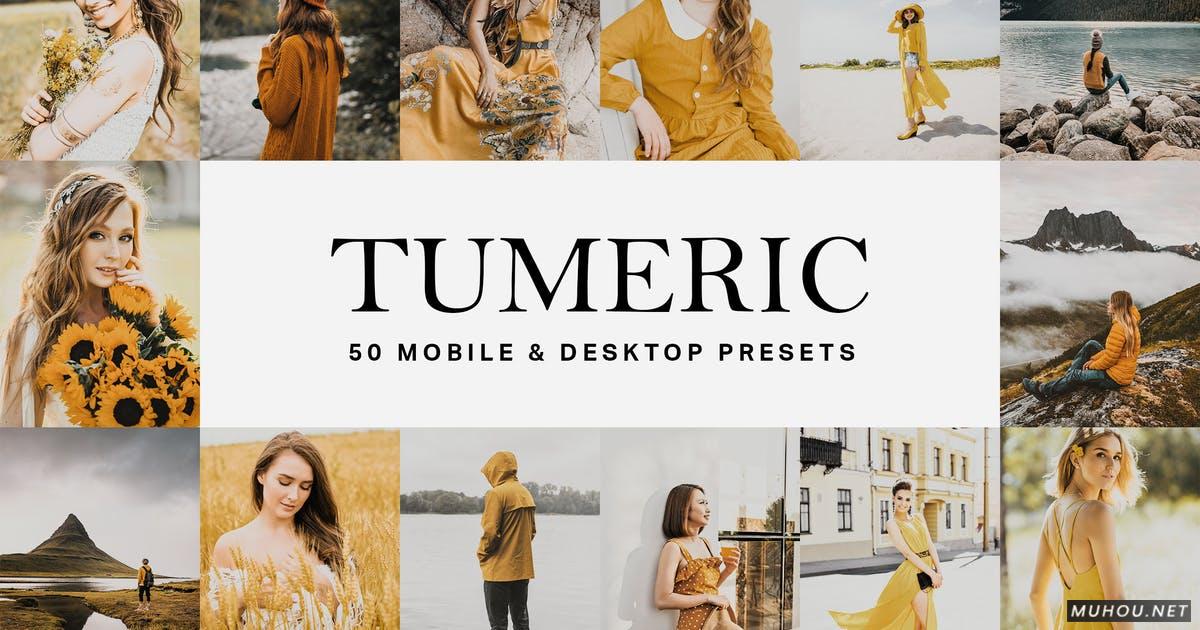 Luts调色预设-50套黄色主色调活力vlog视频照片调色预设50 Tumeric Yellow Lightroom Presets and LUTs插图