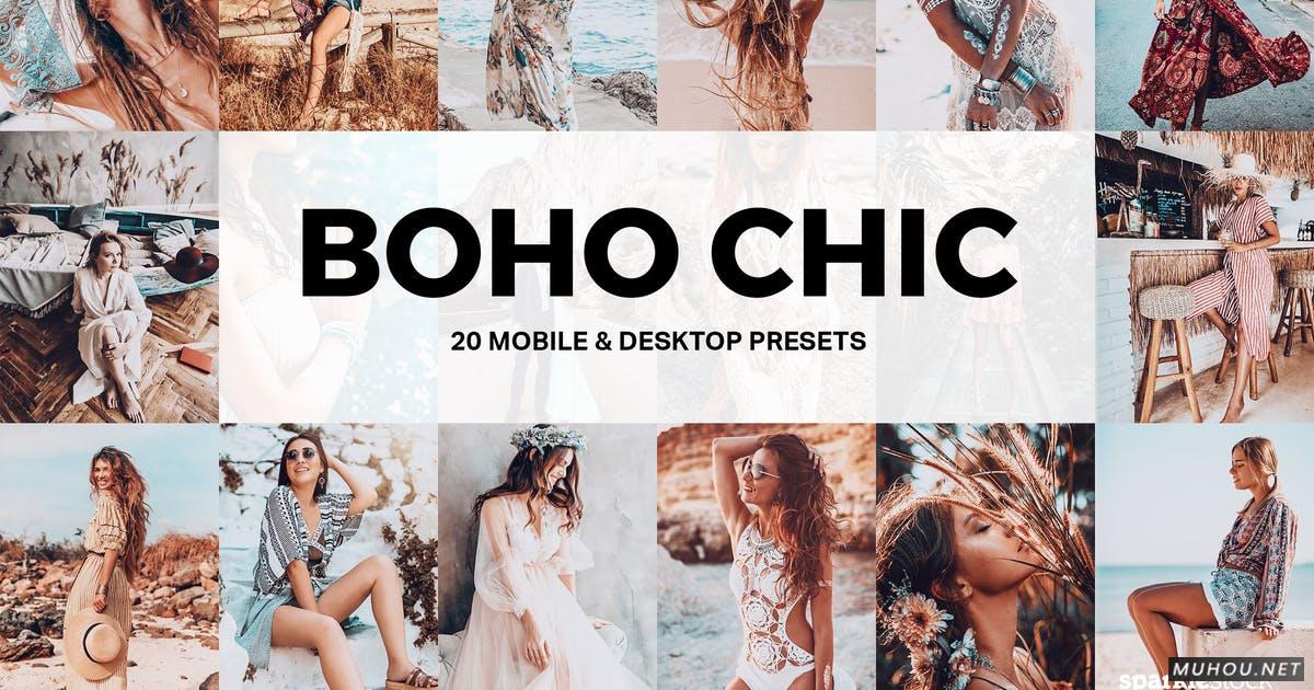 Luts调色预设-20套波西米亚风女性复古摄影色调下载 20 Boho Chic Lightroom Presets and LUTs插图