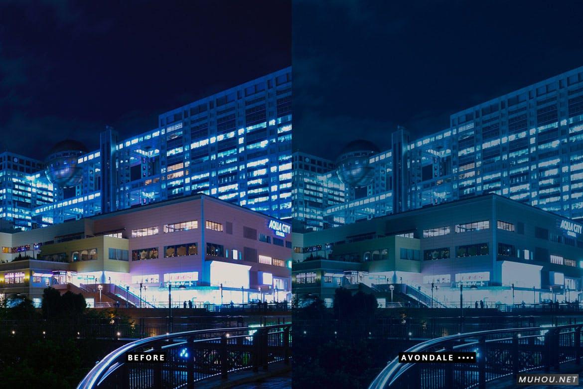 LUT+lr调色预设-14套黄昏夜景暮光之城城市色调滤镜 14 Midnight Lightroom Presets, Profiles and LUTs插图10
