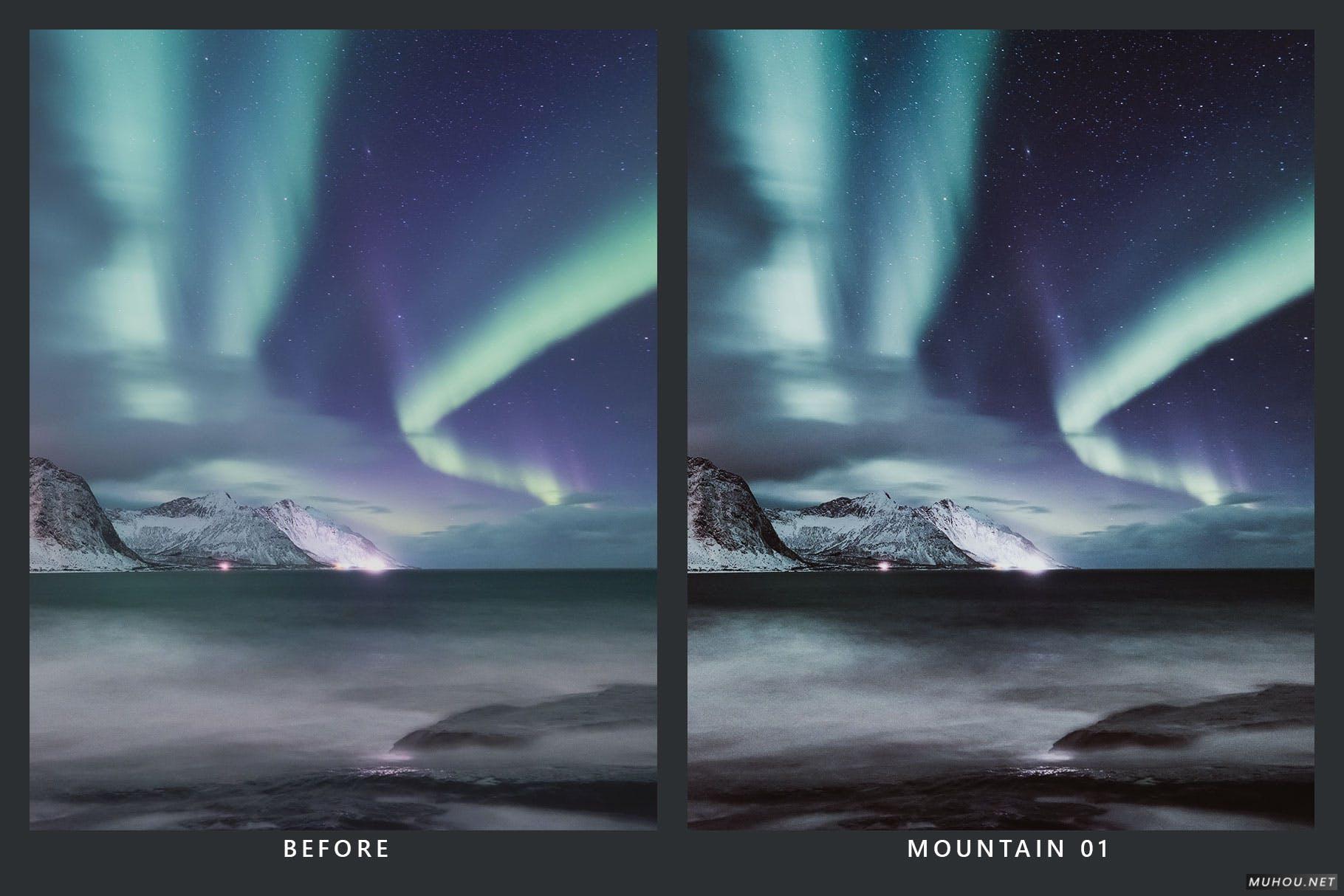 Luts调色预设-20套超酷旅行极光视频照片调色效果（收藏）20 Aurora Lightroom Presets and LUTs插图9