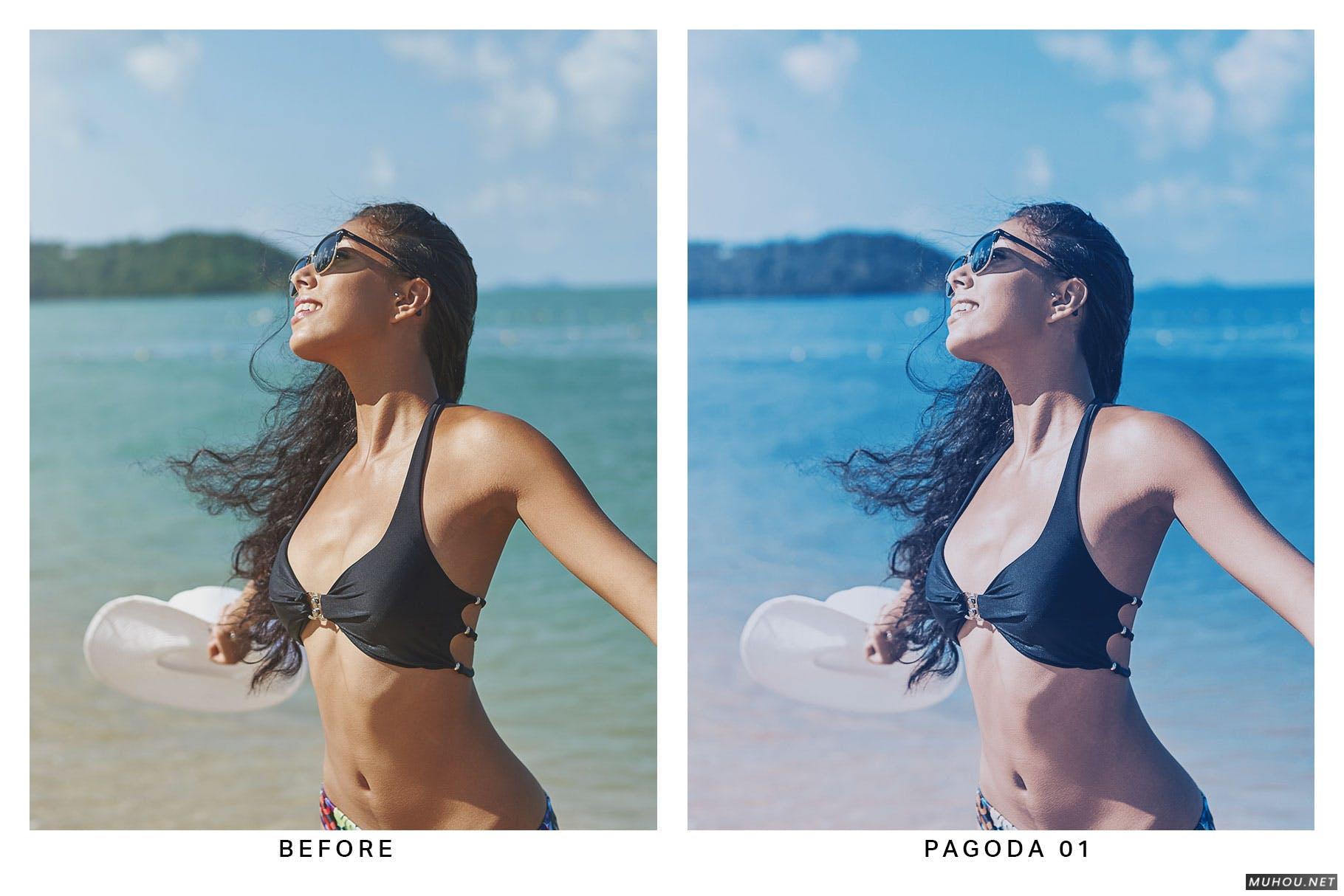 Luts调色预设-20套宝石蓝色调夏日海边风景调色效果 20 Aquamarine Lightroom Presets and LUTs插图10
