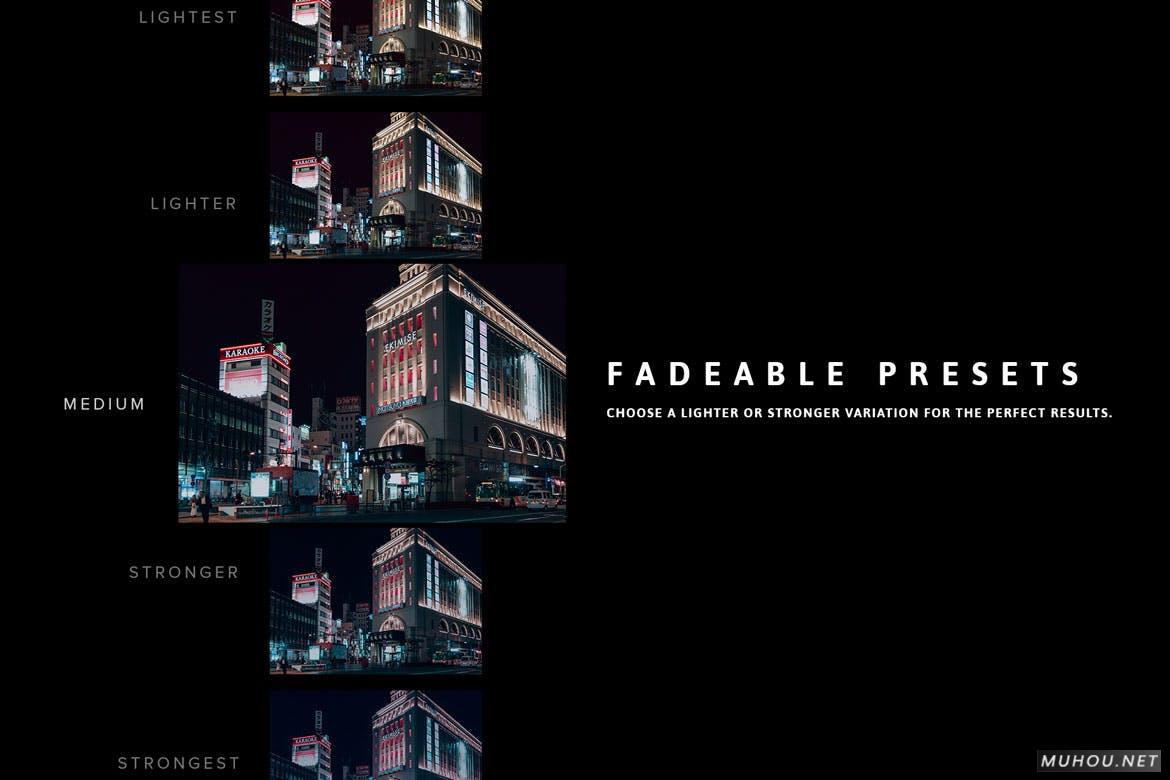 LUT+lr调色预设-14套黄昏夜景暮光之城城市色调滤镜 14 Midnight Lightroom Presets, Profiles and LUTs插图9