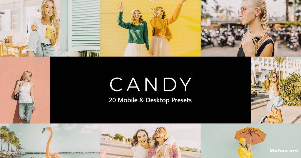 Luts调色预设-20个糖果色彩调色滤镜20 Candy Lightroom Presets & LUTs插图