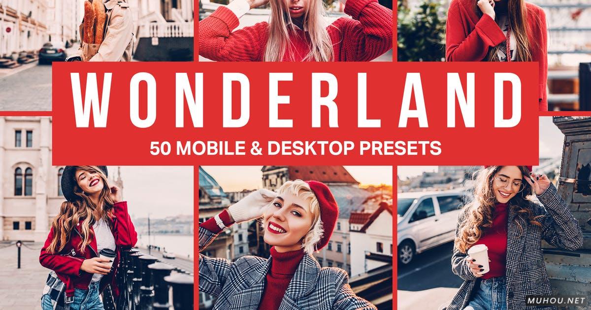 Luts调色预设-50套突出红色强烈视觉冲击HDR预设合集50 Wonderland Lightroom Presets and LUTs插图