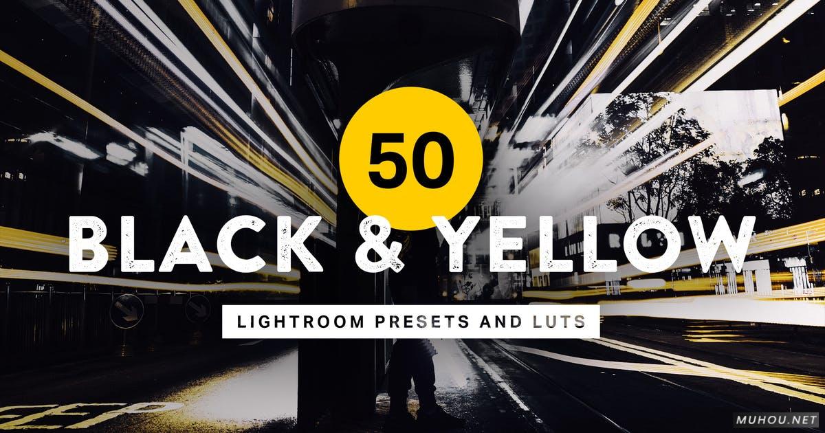 Luts调色预设-50套黑黄现代风格照片调色效果50 Black & Yellow Lightroom Presets and LUTs插图